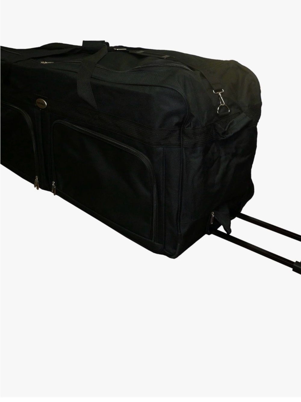 Expandable Black Rolling Duffel Bag with Telescoping Handle